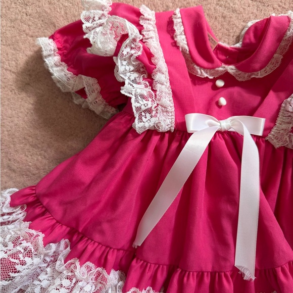 Pink Lace Ruffle Dress - Picture 3 of 8